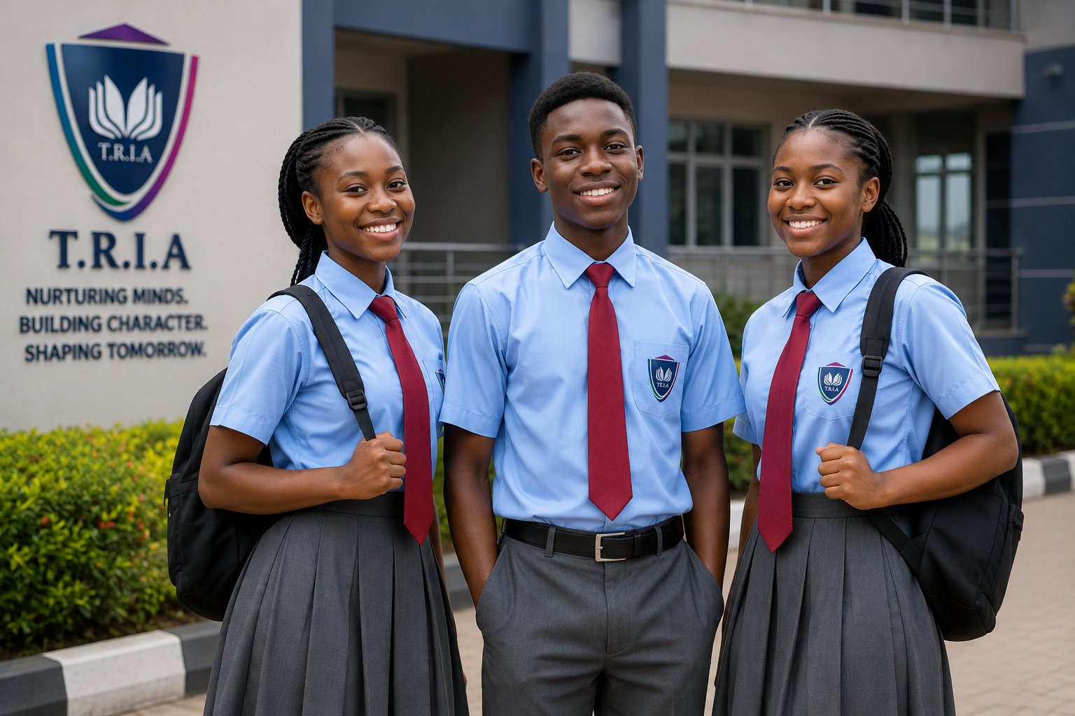 Tholu Rolands International Academy students standing outside the school building